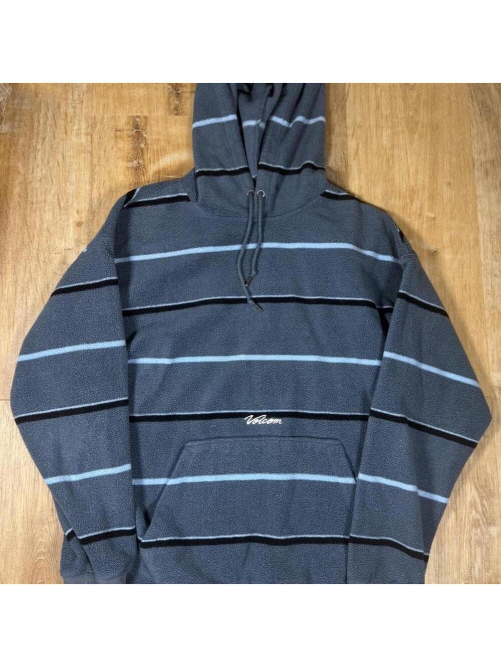Volcom Striped Fleece Hoodie – Grey (M/L)